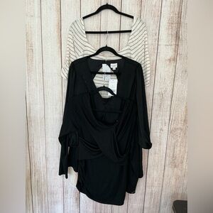 Ingrid & Isabel Black and Cream Striped Blouses bundle